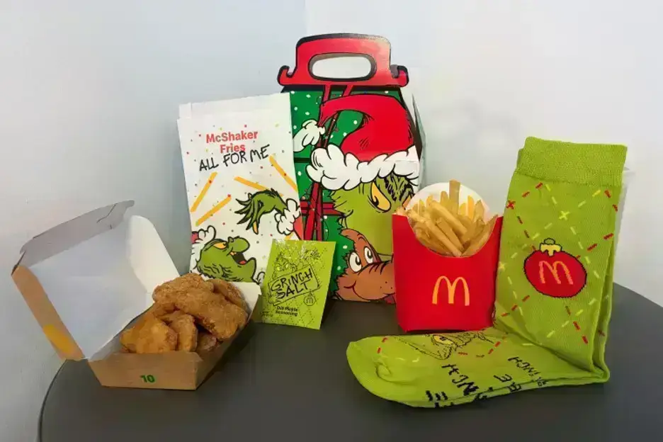 Grinch swag items from McDonalds - EB Merchandising