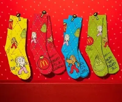 McDonalds Grinch promotional socks swag EB Merchandising